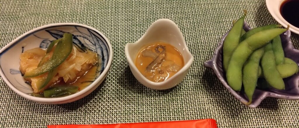 【ベトナム-ハノイ日本食】浪速割烹 㐂六庵 会食におすすめ　南蛮漬け、烏賊の塩辛、枝豆